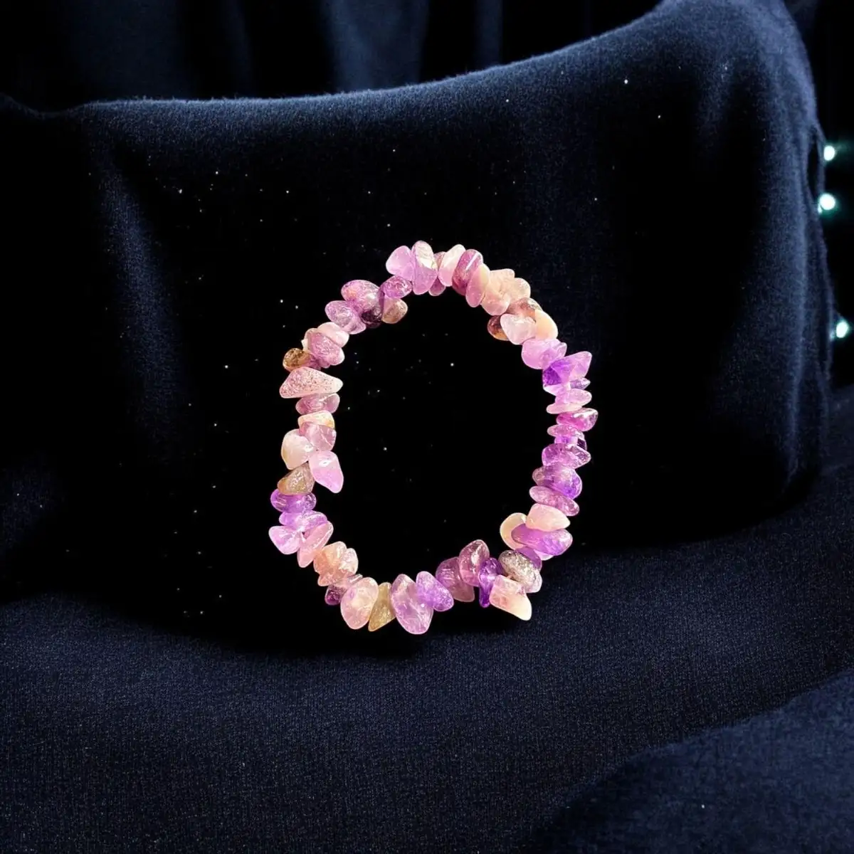 Bracelet en pierre naturelle rose et beige #2