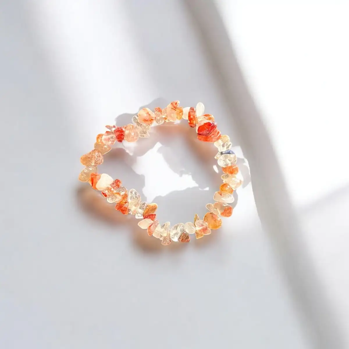 Bracelet en pierre naturelle beige et orange #5