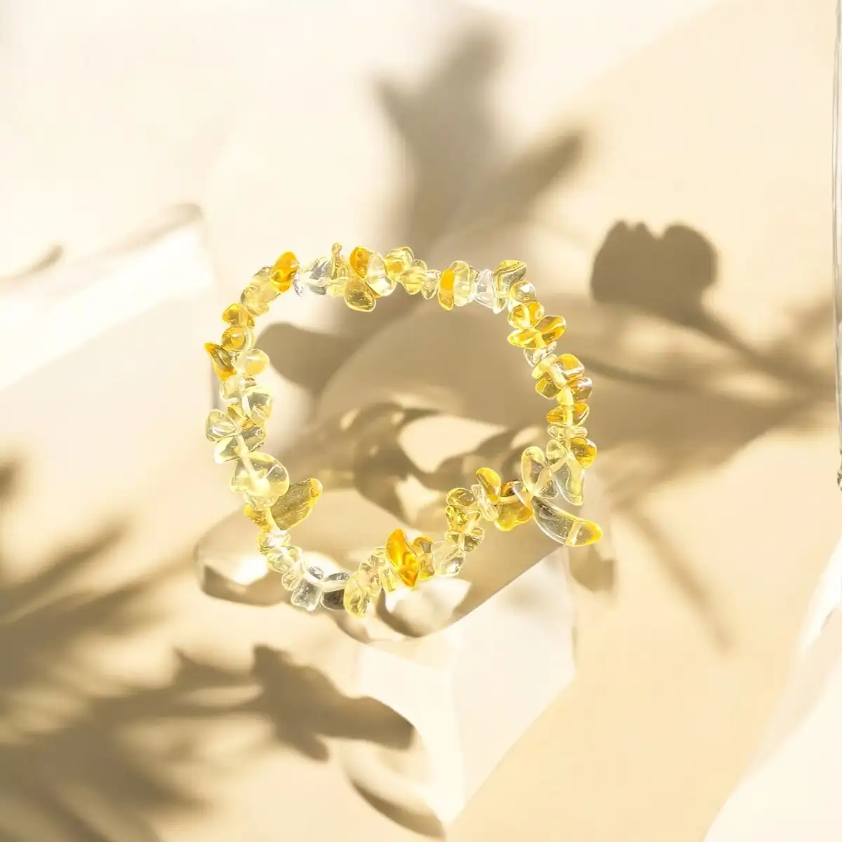 Bracelet en pierre naturelle jaune et beige #8