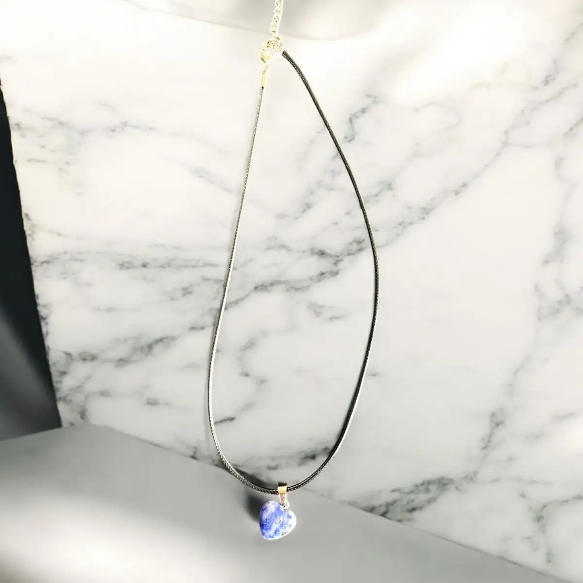 Collier en pierre naturelle gris et aubergine #9